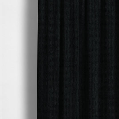 Ilford Plush Wave Ripple Effect Corduroy Upholstery Fabric In Black Colour - Made To Measure Curtains