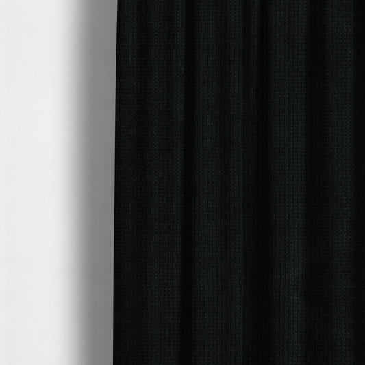 Ilford Plush Wave Ripple Effect Corduroy Upholstery Fabric In Black Colour - Made To Measure Curtains