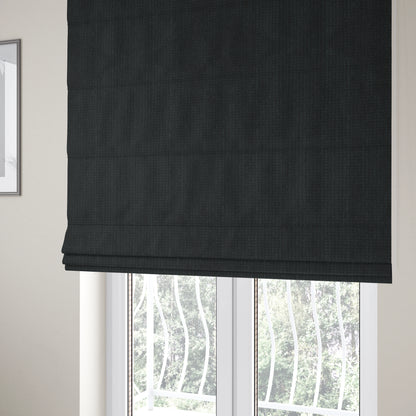 Ilford Plush Wave Ripple Effect Corduroy Upholstery Fabric In Black Colour - Roman Blinds