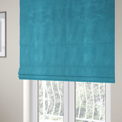 Ilford Plush Wave Ripple Effect Corduroy Upholstery Fabric In Teal Colour - Roman Blinds