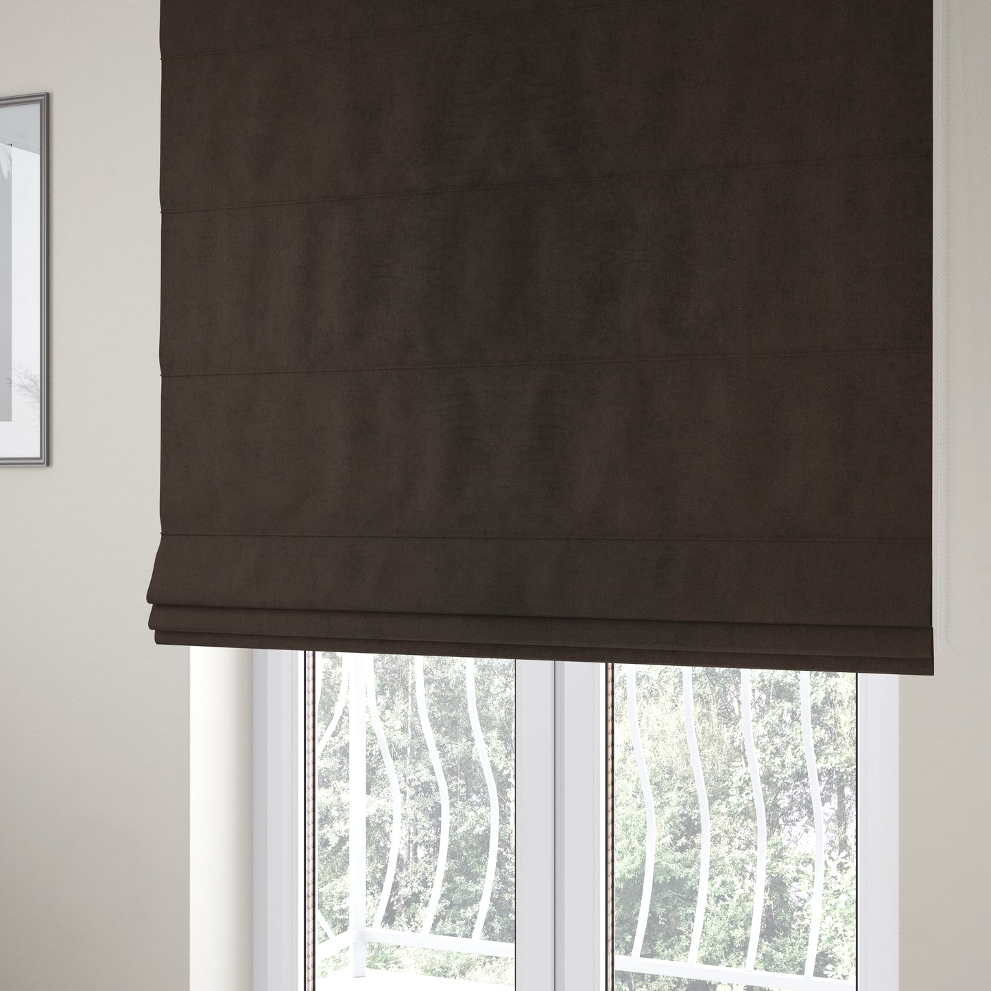 Irania Soft Chenille Upholstery Fabric Chocolate Brown Colour - Roman Blinds