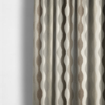 Aura Striped Neutral Colour Shades Pattern Fabric Chenille Upholstery Fabric JO-01 - Made To Measure Curtains