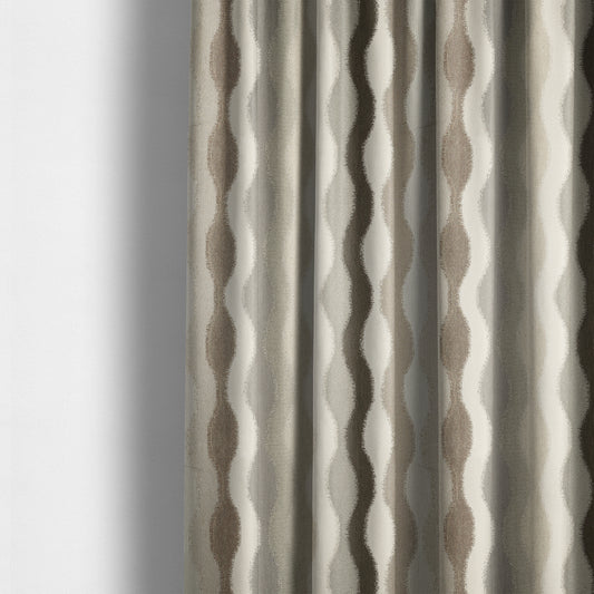 Aura Striped Neutral Colour Shades Pattern Fabric Chenille Upholstery Fabric JO-01 - Made To Measure Curtains