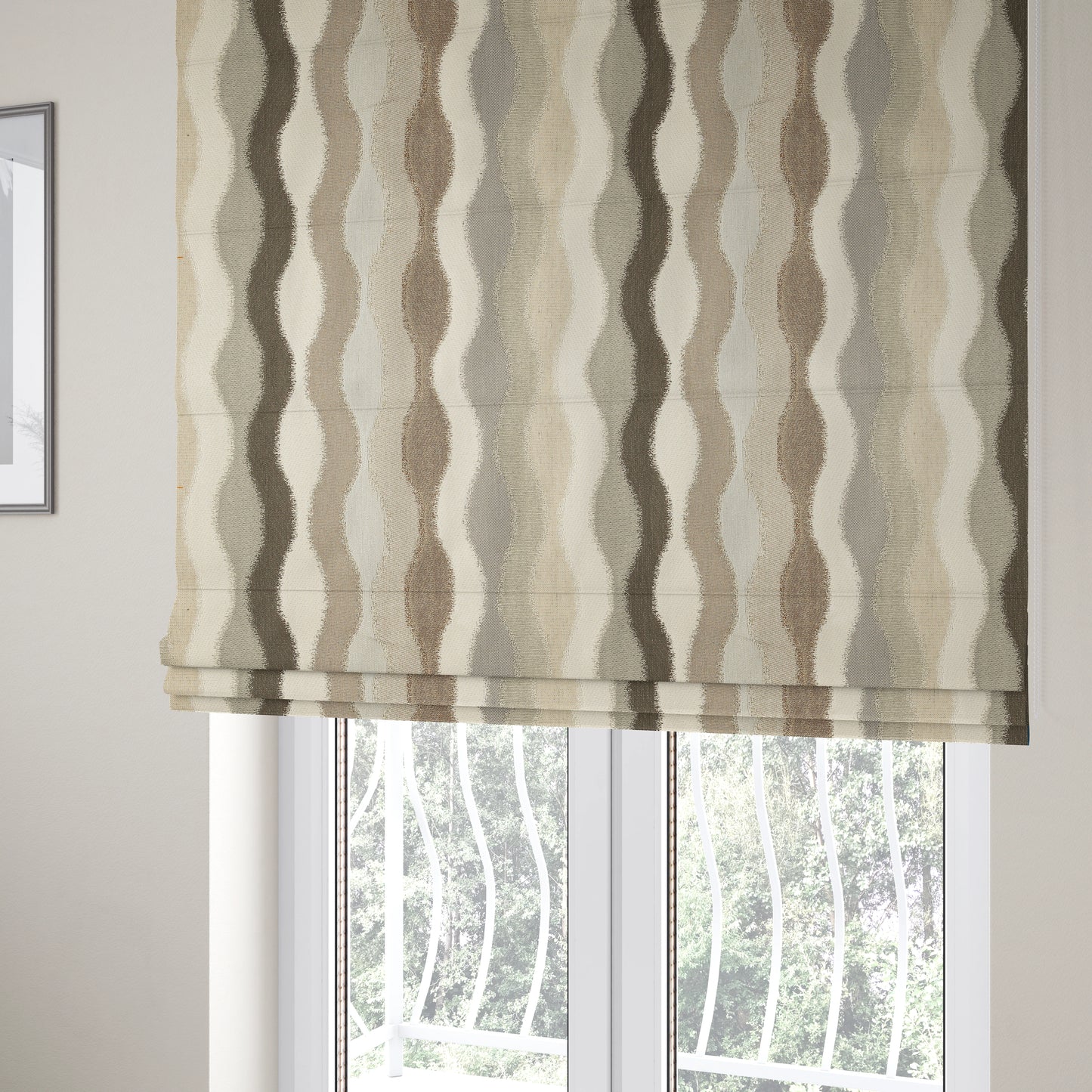 Aura Striped Neutral Colour Shades Pattern Fabric Chenille Upholstery Fabric JO-01 - Roman Blinds