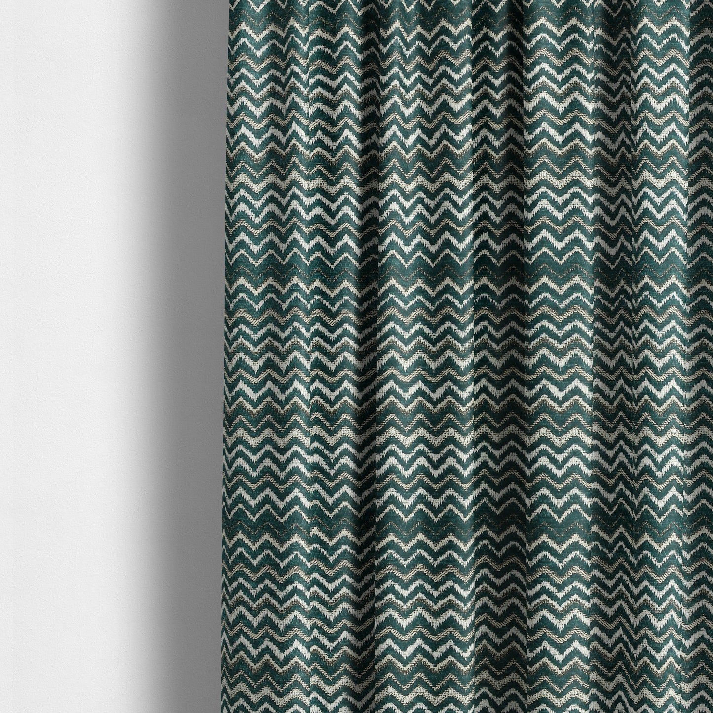 Zig Zag Teal Chevron Striped Pattern Fabric Chenille Upholstery Fabric JO-02 - Made To Measure Curtains