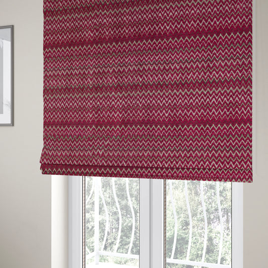 Zig Zag Pink Red Chevron Striped Pattern Fabric Chenille Upholstery Fabric JO-03 - Roman Blinds