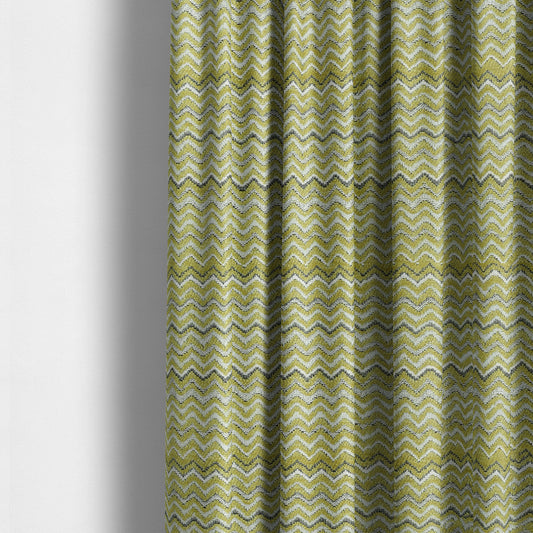 Zig Zag Green Chevron Striped Pattern Fabric Chenille Upholstery Fabric JO-04 - Made To Measure Curtains