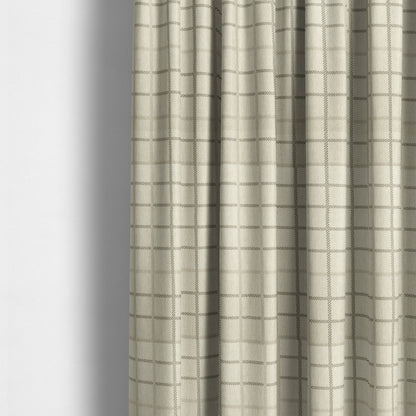 Plain Checked Pattern Fabric Oatmeal Beige Colour Chenille Upholstery Fabric JO-06 - Made To Measure Curtains