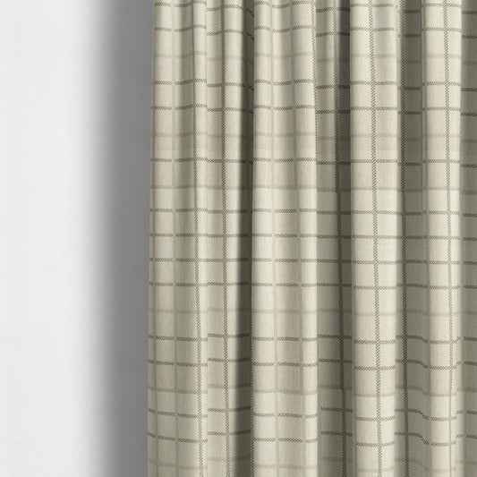 Plain Checked Pattern Fabric Oatmeal Beige Colour Chenille Upholstery Fabric JO-06 - Made To Measure Curtains