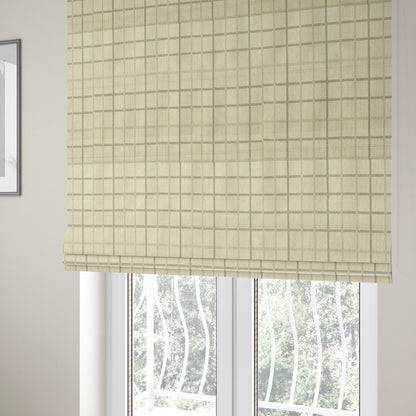 Plain Checked Pattern Fabric Oatmeal Beige Colour Chenille Upholstery Fabric JO-06 - Roman Blinds