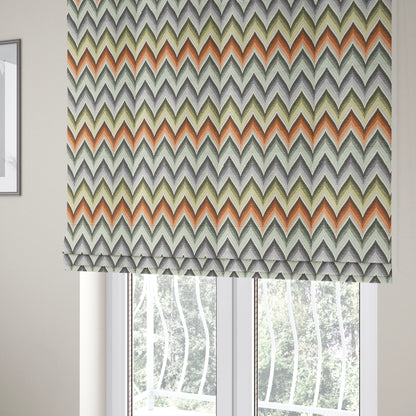 Geometric Colourful Wide Chevron Pattern Fabric Vibrant Colours Chenille Upholstery Fabric JO-08 - Roman Blinds