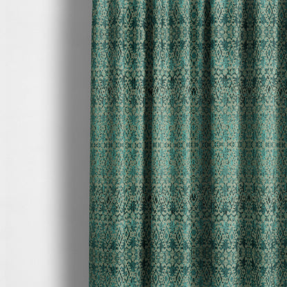 Modern Abstract Pattern Blue Colour Velvet Textured Upholstery Fabric JO-1002 - Made To Measure Curtains