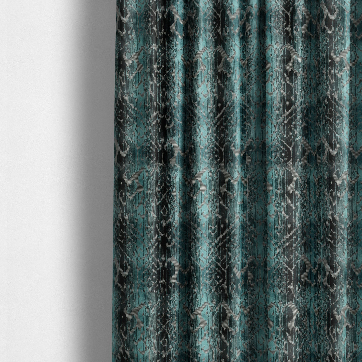 Abstract Pattern Blue Colour Velvet Textured Upholstery Fabric JO-1004 - Made To Measure Curtains