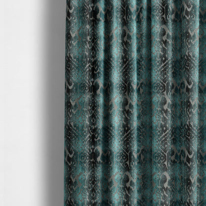 Abstract Pattern Blue Colour Velvet Textured Upholstery Fabric JO-1004 - Made To Measure Curtains