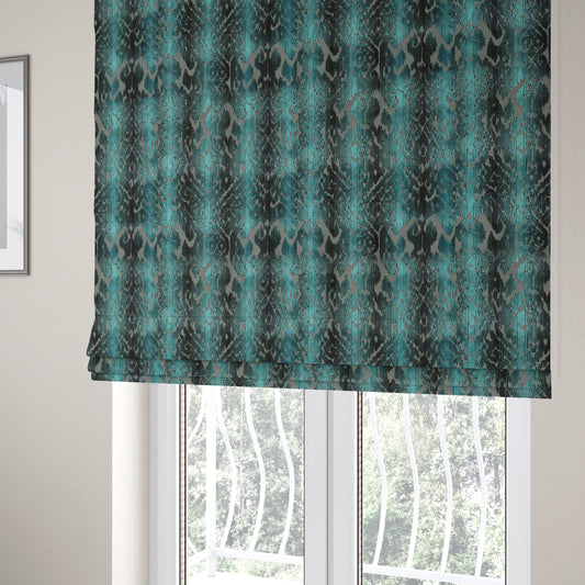 Abstract Pattern Blue Colour Velvet Textured Upholstery Fabric JO-1004 - Roman Blinds