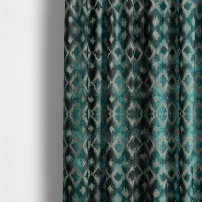 Diamond Pattern Blue Colour Velvet Textured Upholstery Fabric JO-1005 - Made To Measure Curtains