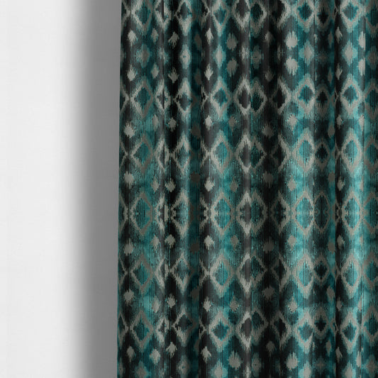 Diamond Pattern Blue Colour Velvet Textured Upholstery Fabric JO-1005 - Made To Measure Curtains