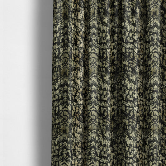 Scale Pattern Black Beige Colour Velvet Textured Upholstery Fabric JO-1006 - Made To Measure Curtains