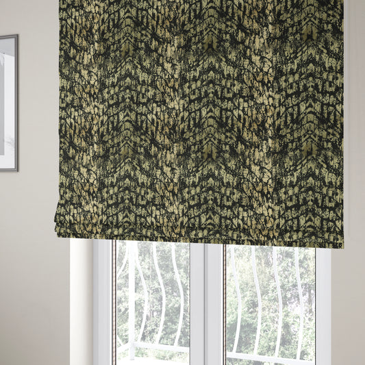 Scale Pattern Black Beige Colour Velvet Textured Upholstery Fabric JO-1006 - Roman Blinds