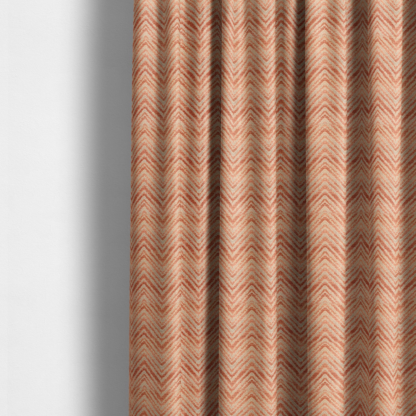 Burnt Orange Colour Raised Velvet Chevron Striped Pattern Upholstery Fabric JO-1008 - Made To Measure Curtains