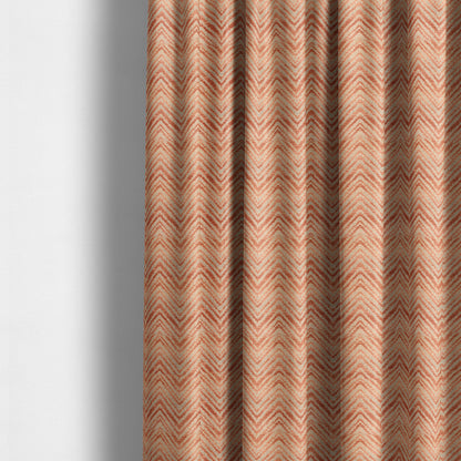 Burnt Orange Colour Raised Velvet Chevron Striped Pattern Upholstery Fabric JO-1008 - Made To Measure Curtains