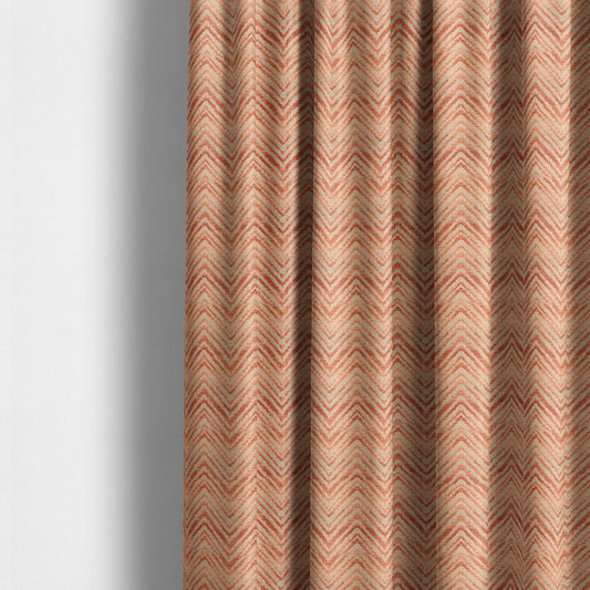 Burnt Orange Colour Raised Velvet Chevron Striped Pattern Upholstery Fabric JO-1008 - Made To Measure Curtains