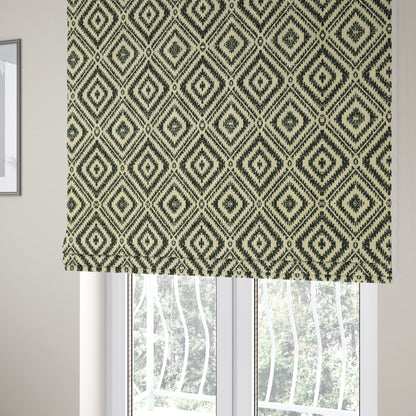 Tribal Theme Pattern Black Beige Colour Soft Chenille Furnishing Fabric JO-1009 - Roman Blinds