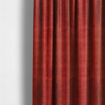 Red Colour Striped Pattern Velvet Heavyweight Upholstery Fabric JO-1012 - Made To Measure Curtains