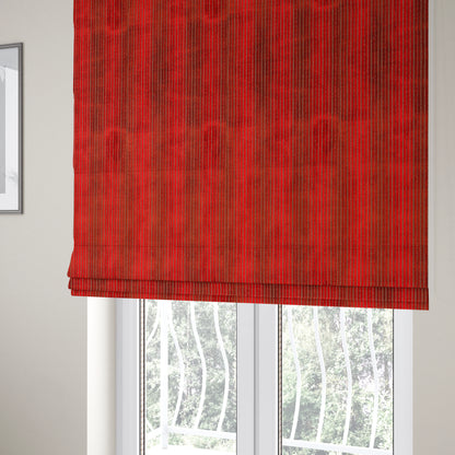 Red Colour Striped Pattern Velvet Heavyweight Upholstery Fabric JO-1012 - Roman Blinds