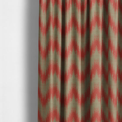 Red Pink Colour Chevron Striped Wave Pattern Chenille Upholstery Fabric JO-1017 - Made To Measure Curtains