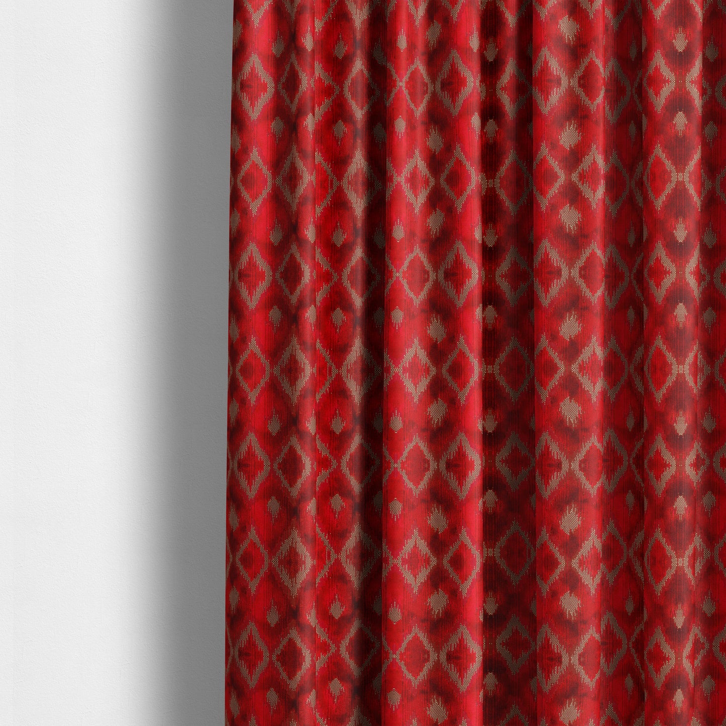 Red Cut Velvet Colour Diamond Geometric Pattern Upholstery Fabric JO-1018 - Made To Measure Curtains