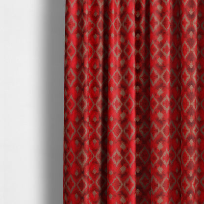 Red Cut Velvet Colour Diamond Geometric Pattern Upholstery Fabric JO-1018 - Made To Measure Curtains