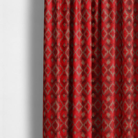 Red Cut Velvet Colour Diamond Geometric Pattern Upholstery Fabric JO-1018 - Made To Measure Curtains