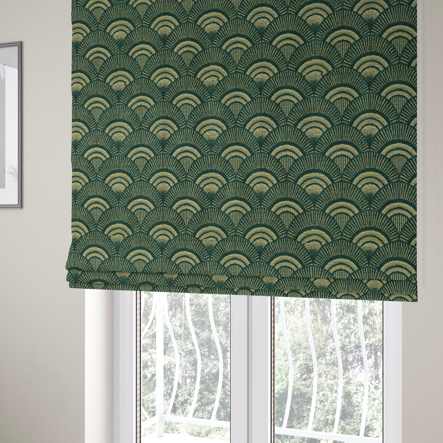 Teal Silver Colour Zentangle Geometric Pattern Soft Chenille Upholstery Fabric JO-1019 - Roman Blinds