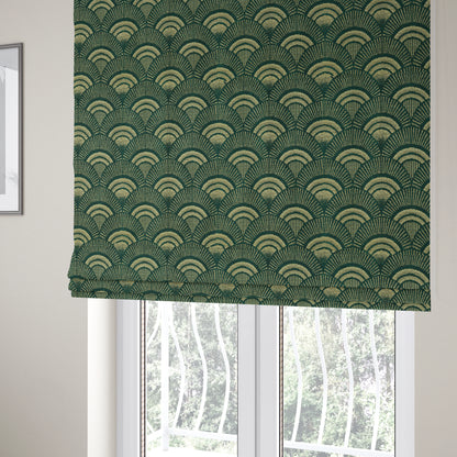 Teal Silver Colour Zentangle Geometric Pattern Soft Chenille Upholstery Fabric JO-1019 - Roman Blinds