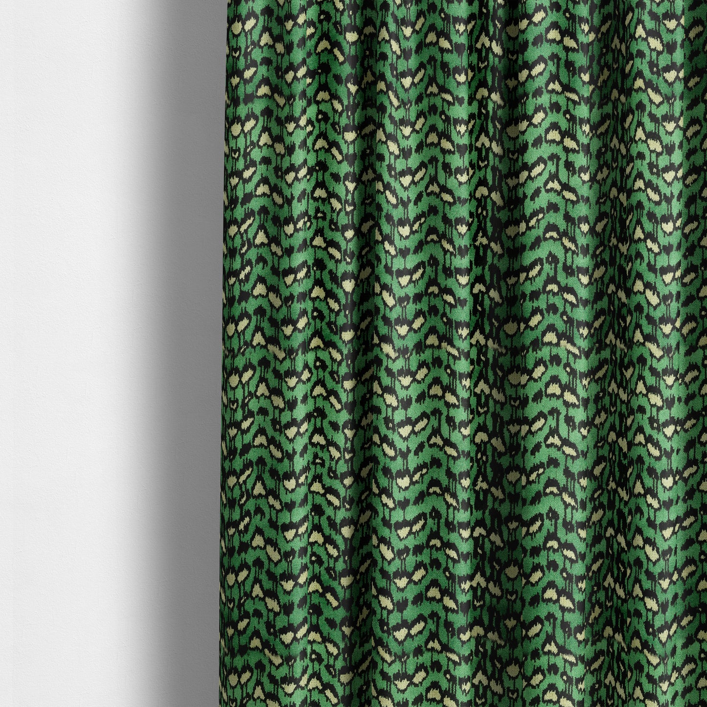 Green Black Colour Jungle Falling Leafs Pattern Soft Velvet Upholstery Fabric JO-1021 - Made To Measure Curtains