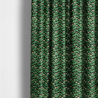 Green Black Colour Jungle Falling Leafs Pattern Soft Velvet Upholstery Fabric JO-1021 - Made To Measure Curtains