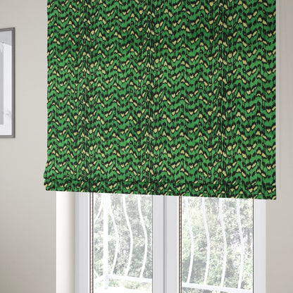 Green Black Colour Jungle Falling Leafs Pattern Soft Velvet Upholstery Fabric JO-1021 - Roman Blinds