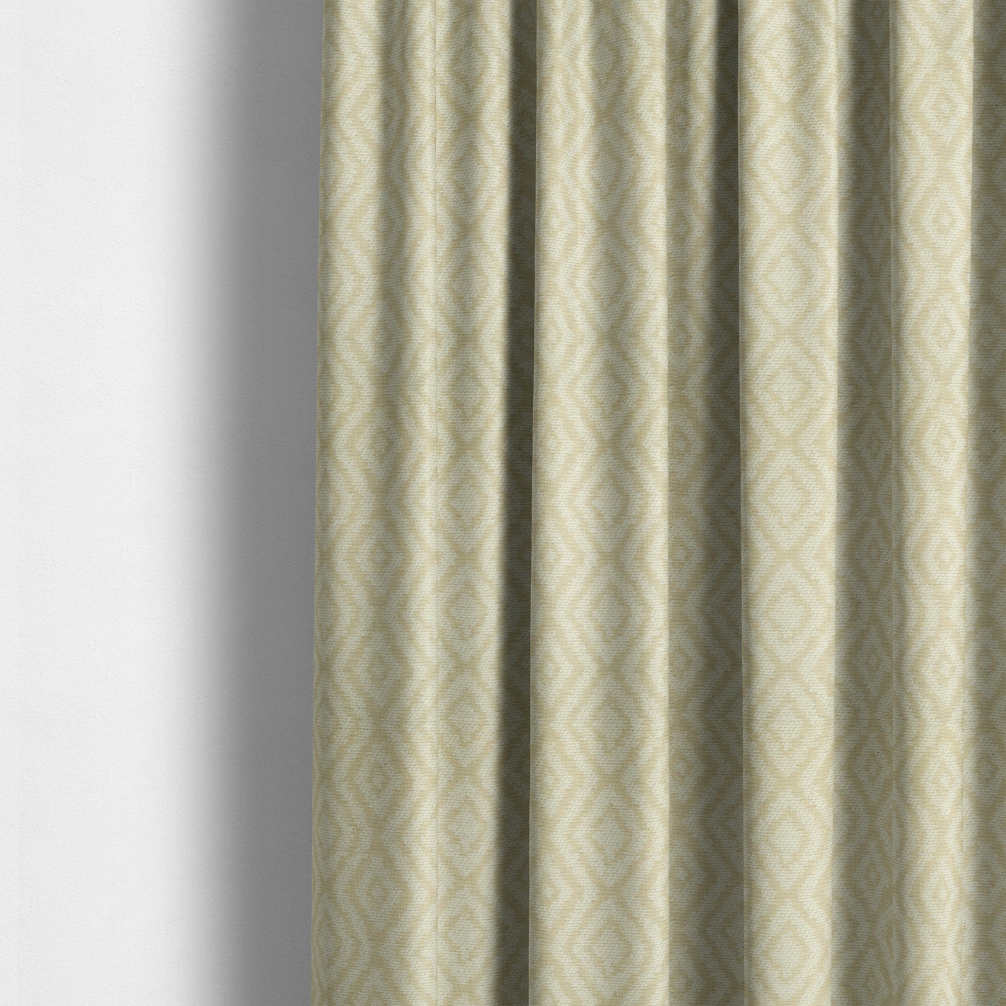 Cream Beige Colour Geometric Pattern Soft Chenille Upholstery Fabric JO-1022 - Made To Measure Curtains