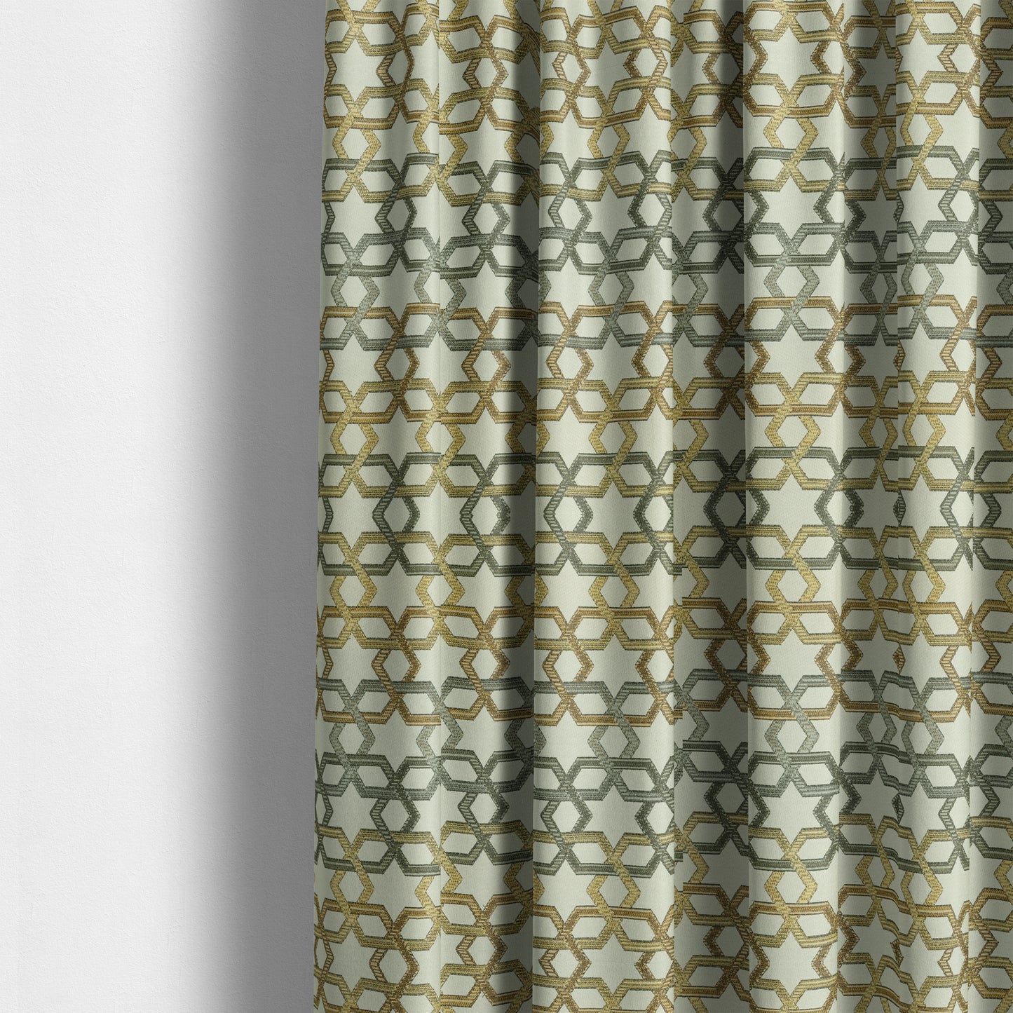 Yellow Grey White Colour Star Modern Pattern Chenille Upholstery Fabric JO-1028 - Made To Measure Curtains