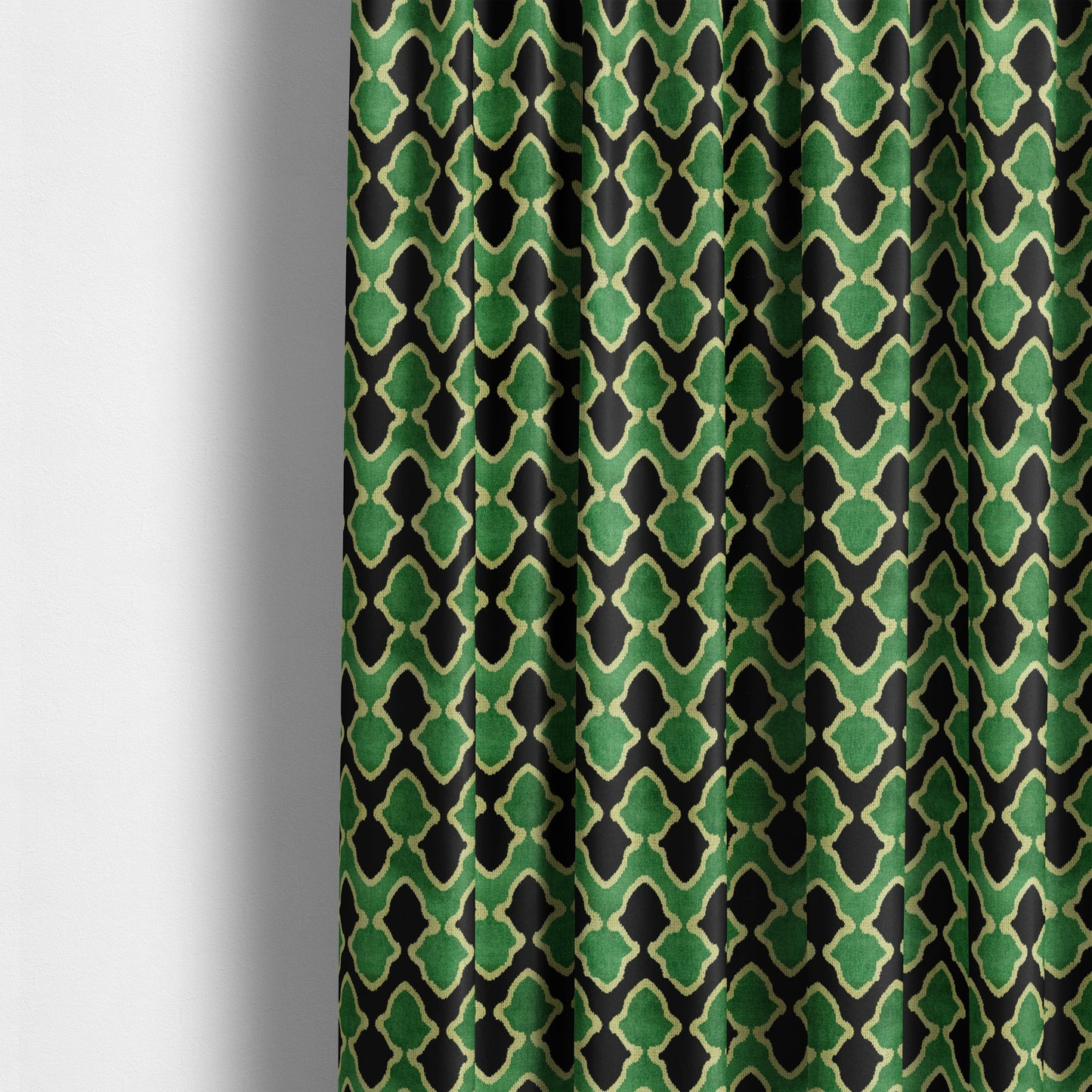 Green Black Colour Pattern Soft Velvet Upholstery Fabric JO-1030 - Made To Measure Curtains