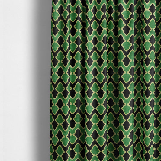 Green Black Colour Pattern Soft Velvet Upholstery Fabric JO-1030 - Made To Measure Curtains