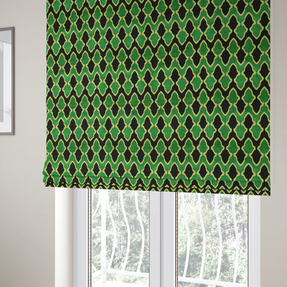 Green Black Colour Pattern Soft Velvet Upholstery Fabric JO-1030 - Roman Blinds