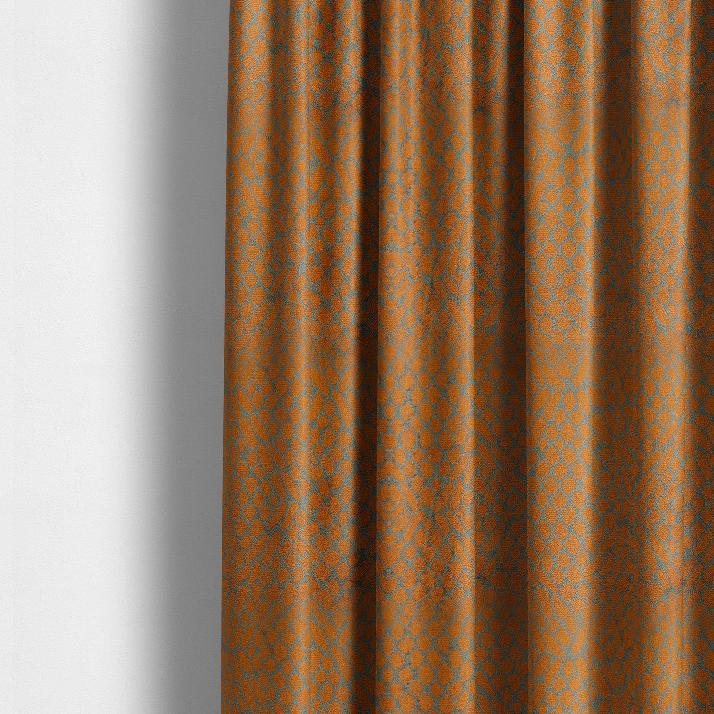 Orange Grey Colour Pebble Effect Pattern Soft Velvet Upholstery Fabric JO-1031 - Made To Measure Curtains