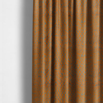 Orange Grey Colour Pebble Effect Pattern Soft Velvet Upholstery Fabric JO-1031 - Made To Measure Curtains