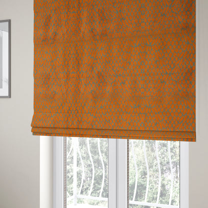 Orange Grey Colour Pebble Effect Pattern Soft Velvet Upholstery Fabric JO-1031 - Roman Blinds