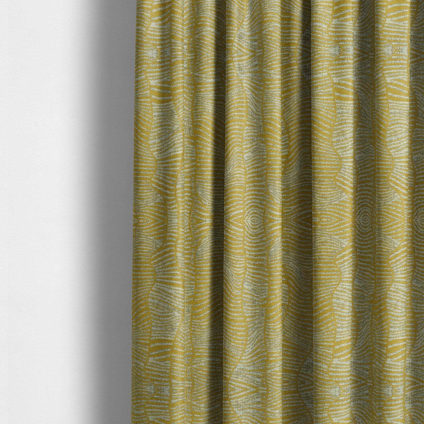 Abstract Pattern In Yellow Chenille Furnishing Curtain Upholstery Fabric JO-1033 - Made To Measure Curtains