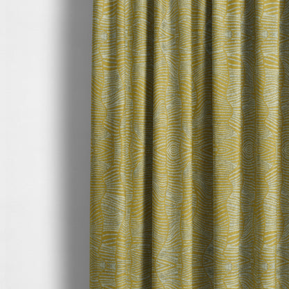 Abstract Pattern In Yellow Chenille Furnishing Curtain Upholstery Fabric JO-1033 - Made To Measure Curtains