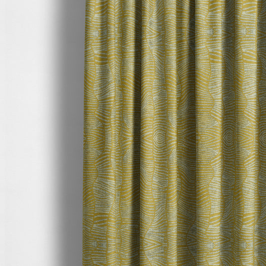 Abstract Pattern In Yellow Chenille Furnishing Curtain Upholstery Fabric JO-1033 - Made To Measure Curtains