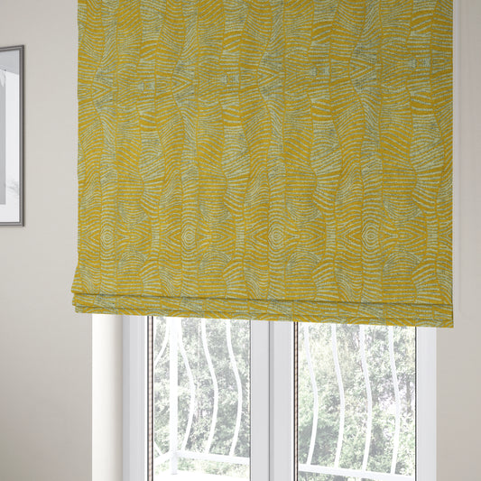 Abstract Pattern In Yellow Chenille Furnishing Curtain Upholstery Fabric JO-1033 - Roman Blinds